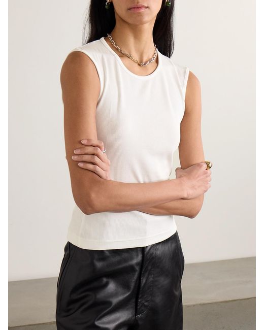 CDLP White Ribbed Tencel Lyocell And Cotton-Blend Jersey Tank