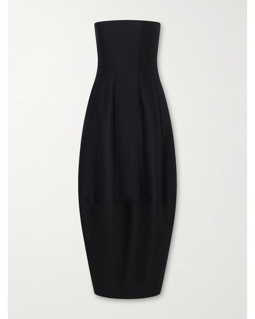 Khaite Blue Stela Wool And Silk-Blend Midi Dress