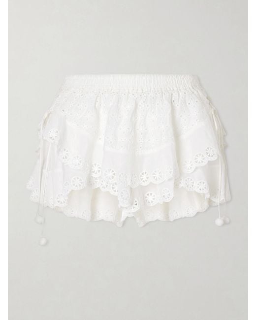 Isabel Marant White Neis Embroidered Cotton And Silk-Blend Shorts