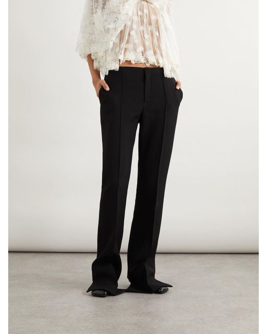 Chloé Black Grain De Poudre Wool Flared Pants