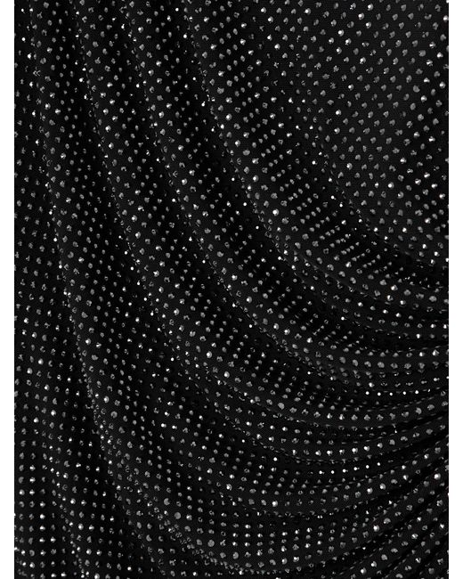 Self-Portrait Black Lace-Trimmed Crystal-Embellished Jersey Gown