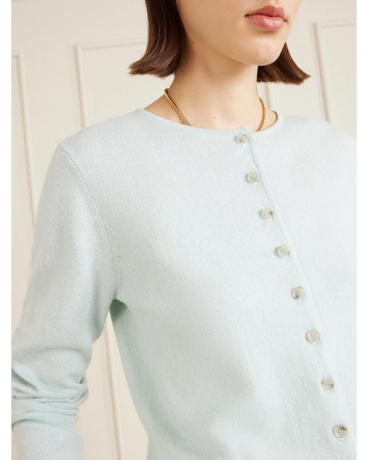 Allude Blue Ribbed Cotton And Cashmere-Blend Cardigan
