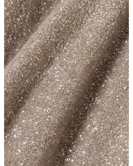 Brunello Cucinelli Natural Sequined Knitted Sweater