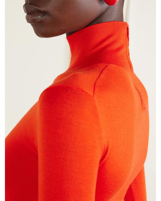 Carolina Herrera Red Wool And Silk-Blend Turtleneck Sweater