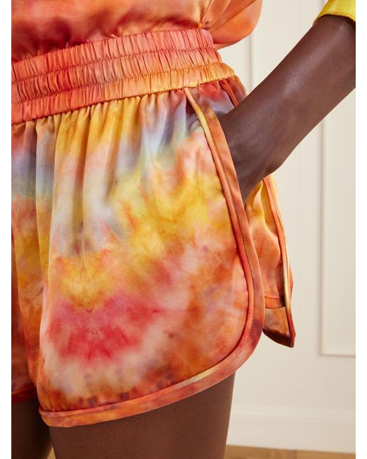 Zimmermann Orange Tie-Dye Silk Shorts