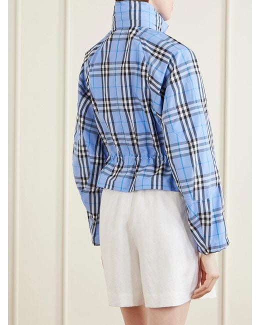 Burberry Blue Layham Checked Shell Jacket
