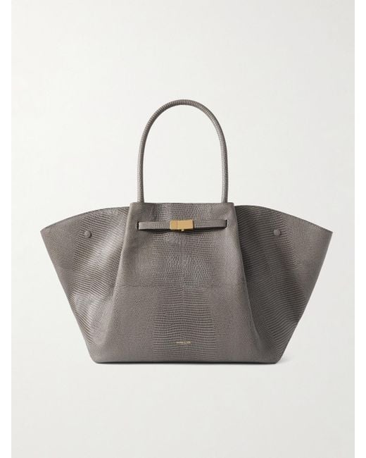 DeMellier London Gray New York Lizard-Effect Leather Tote