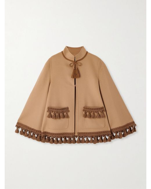 Valentino Garavani Natural Tasseled Wool And Cashmere-Blend Jacket