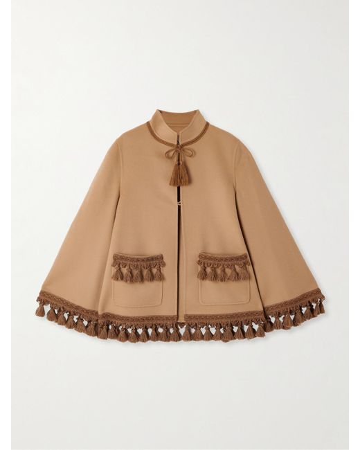 Valentino Garavani Natural Tasseled Wool And Cashmere-Blend Jacket
