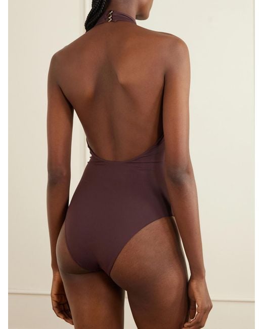 Taller Marmo Purple Artemis Swimsuit And Fringed Pareo Set