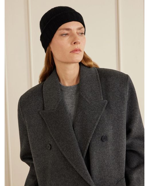 Totême Black Ribbed Cashmere Beanie