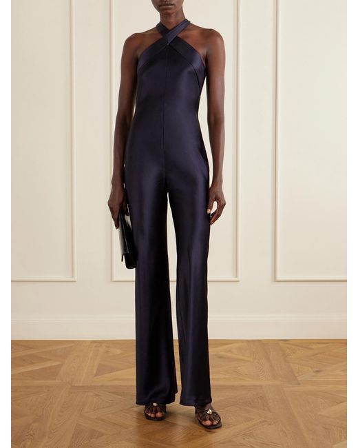 Galvan Blue Eve Satin Jumpsuit