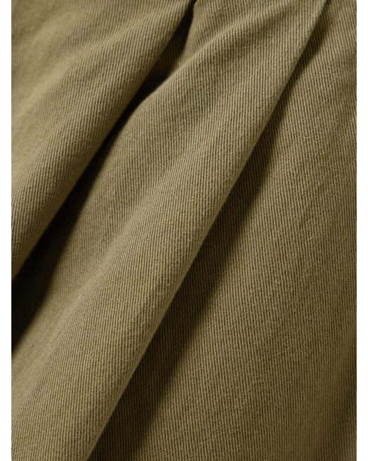 Jamie Haller Green Pleated Cotton-Twill Shorts