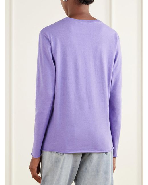 Auralee Purple Cotton And Cashmere-Blend T-Shirt
