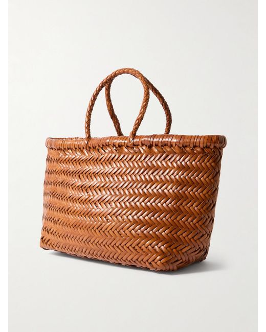 Dragon Diffusion Bamboo Triple Jump Small Woven Leather Tote in Brown ...