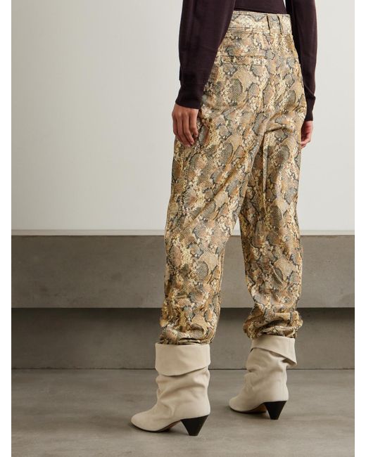 Isabel Marant Natural Emmy Paneled Snake-Print Cotton-Blend Corduroy Wide-Leg Pants
