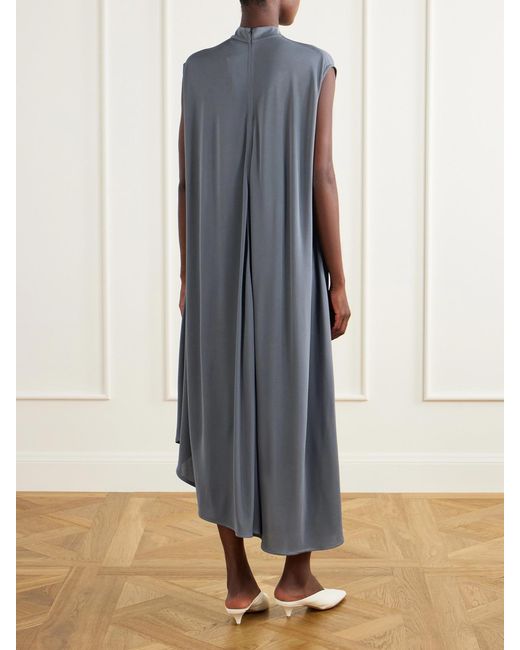 Bottega Veneta Blue Embellished Crepe-Jersey Maxi Dress