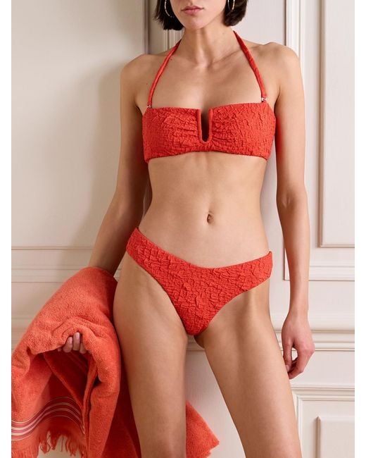 Mara Hoffman Red Cruz Recycled-Popcorn Bikini Top
