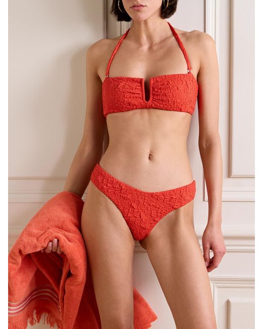 Mara Hoffman Red Cruz Bikini-Oberteil Aus Strukturiertem Material Mit Recycelten Fasern