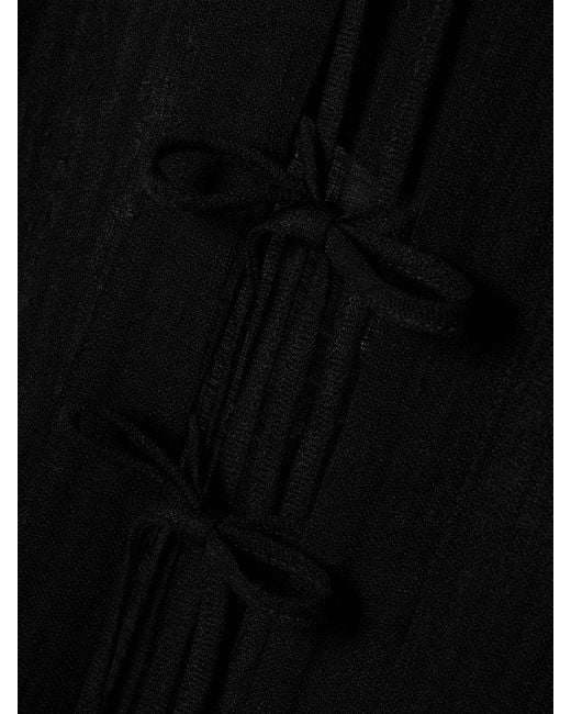 Lisa Marie Fernandez Black Hooded Crinkled Linen-Blend Gauze Kaftan