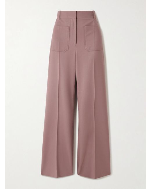 Victoria Beckham Pink Alina Hose Mit Weitem Bein Aus Twill