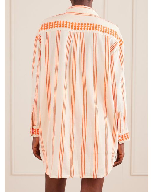 Lemlem Pink Mariam Asymmetric Striped Cotton-Blend Shirt