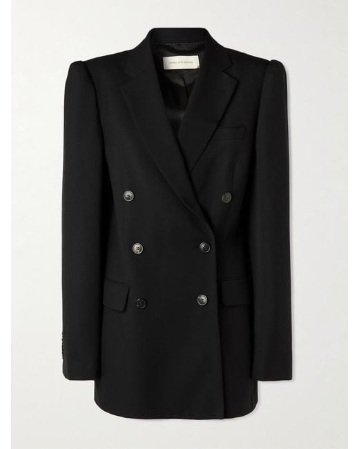 Dries Van Noten Black Double-Breasted Wool And Mohair-Blend Twill Blazer