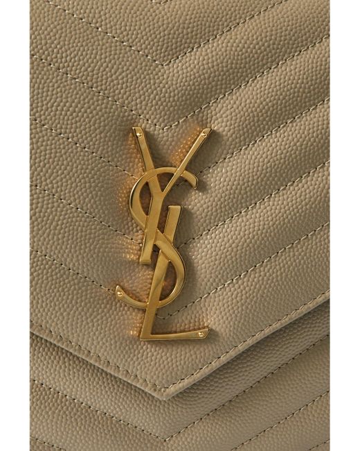 Saint Laurent Natural Monogramme Quilted Textured-Leather Pouch