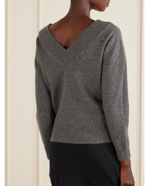 Tom Ford Gray Off-The-Shoulder Cashmere Top