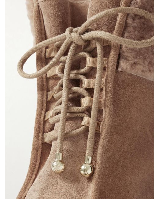 Jimmy Choo Brown Hali 60 Shearling-Trimmed Suede Ankle Boots