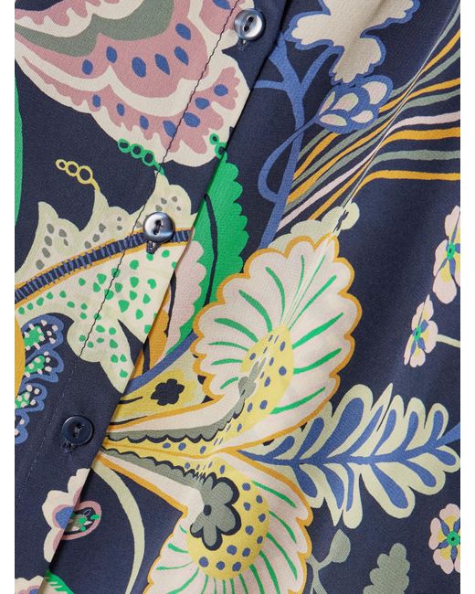 Alix Of Bohemia Blue Emery Printed Silk Crepe De Chine Shirt