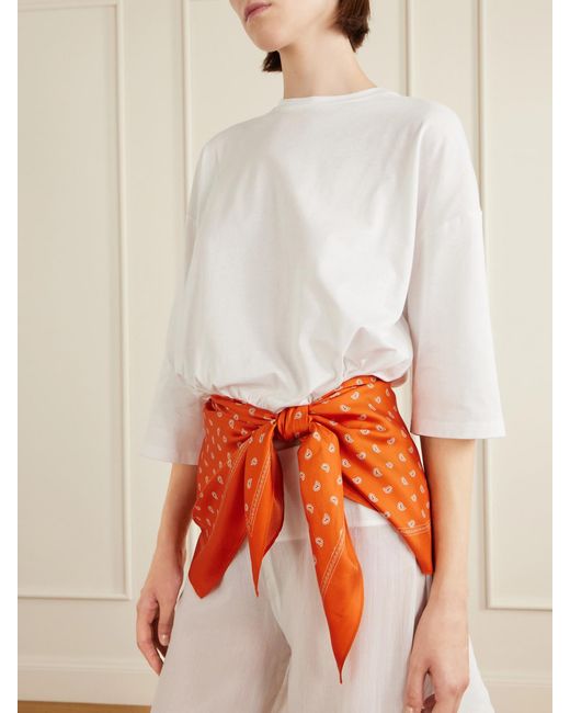 Christopher Esber Orange Bandana Printed Cotton And Silk-Blend T-Shirt