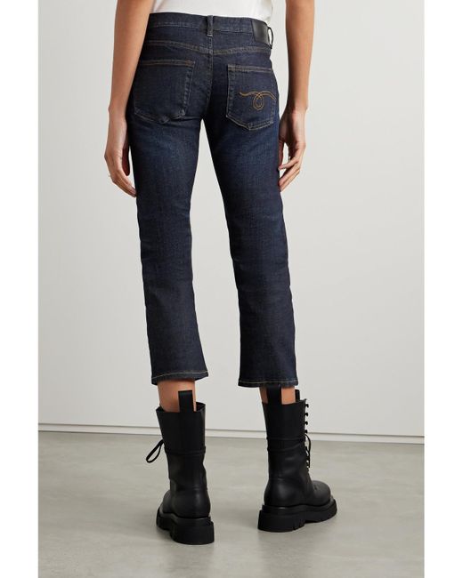 R13 Blue Boy Cropped High-Rise Straight-Leg Jeans