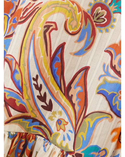 Etro White Tiered Paisley-Print Cotton Maxi Dress
