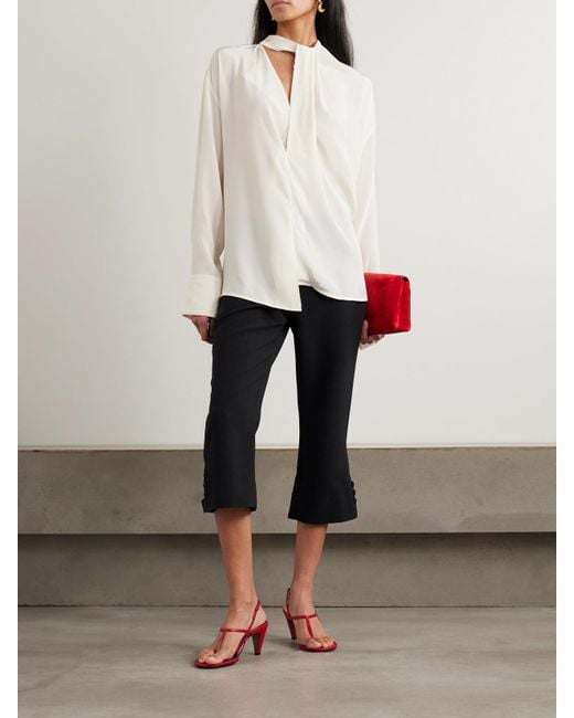 Victoria Beckham Black Cropped Crepe Flared Pants
