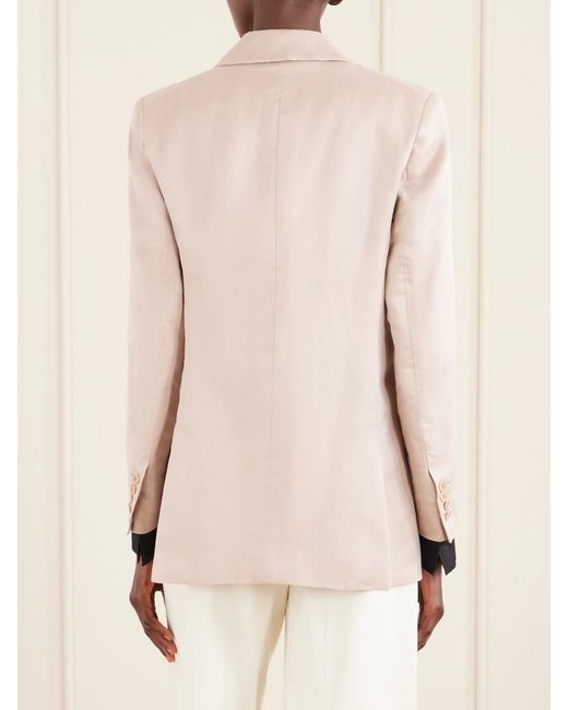 Max Mara Natural Double-Breasted Silk-Satin Blazer