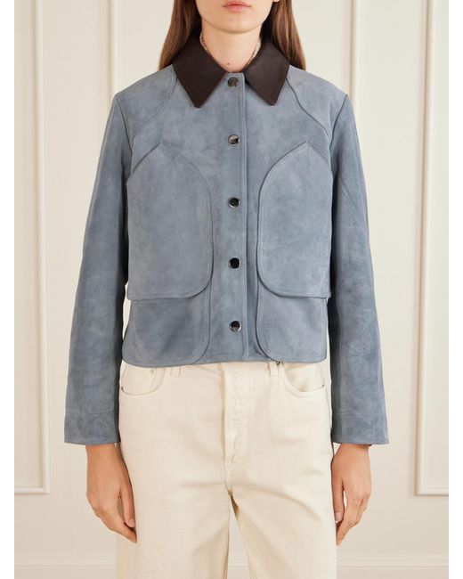 Veronica Beard Blue Walters Suede Jacket