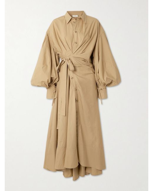 Zimmermann Natural Rebellion Gathered Cotton-Poplin Midi Wrap Dress