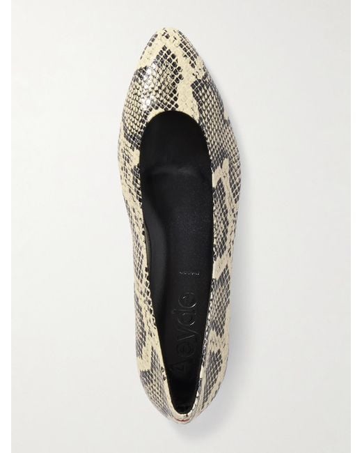 Aeyde White Ellie Snake-Effect Leather Ballet Flats