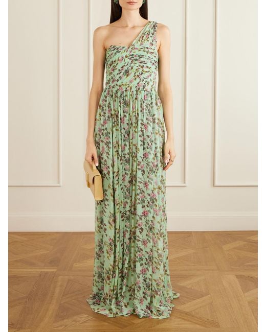 Ulla Johnson Green Aureline One Shoulder Silk Dress