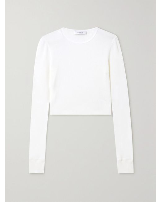 Wardrobe NYC White Hailey Bieber Cropped Cotton-Blend Top