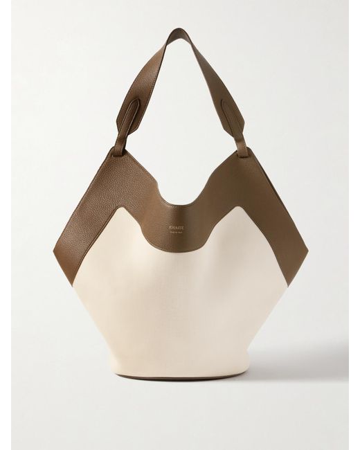 Khaite Natural Lotus Mit Telgroße Tote Aus Canvas Mit Lederbesätzen