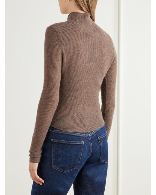 Citizens of Humanity Brown Leelah Ribbed Wool And Cashmere-Blend Turtleneck Sweater