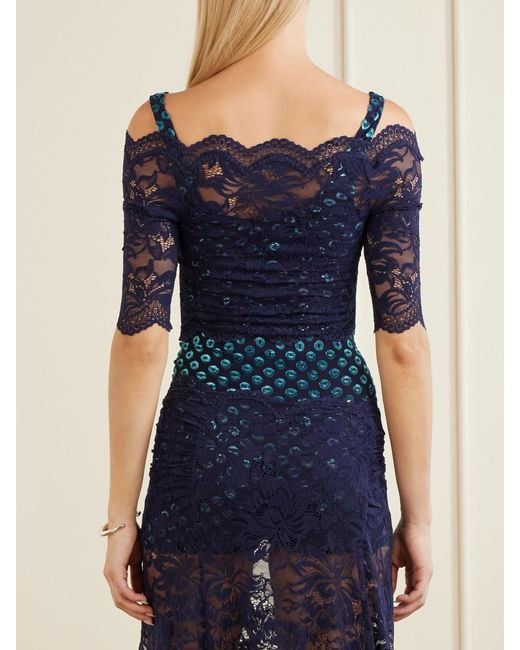 Rabanne Blue Devoré Lace Blouse