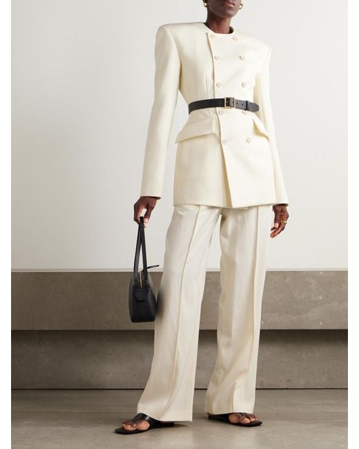 Wardrobe NYC Natural Rhw Doppelreihiges Minikleid Aus Twill