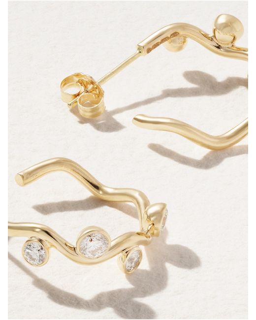 Alison Lou Natural Ziggy 14-Karat Diamond Hoop Earrings