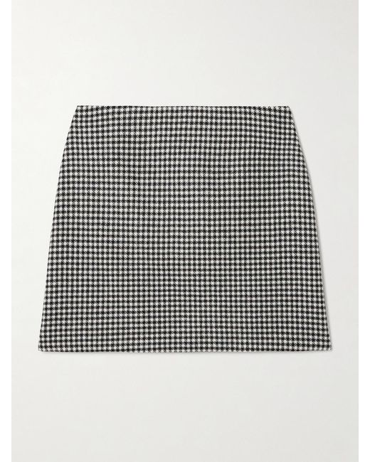 Blazé Milano Gray Coci Velvet-Trimmed Houndstooth Wool Mini Skirt
