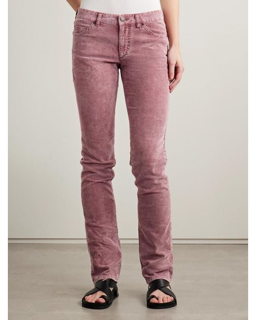Isabel Marant Pink Leniya Cotton-Blend Corduroy Skinny Pants