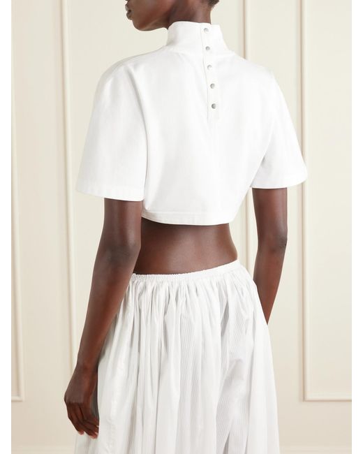 Alaïa White Cropped Cotton-Jersey Turtleneck T-Shirt