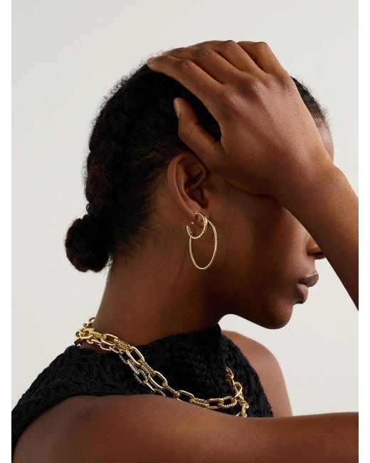 David Yurman Natural Cablespira 18-Karat Hoop Earrings